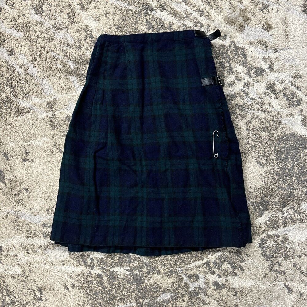 Vintage Mosbrook Pure New Wool Plaid Adjustable Waist Kilt Skirt Punk